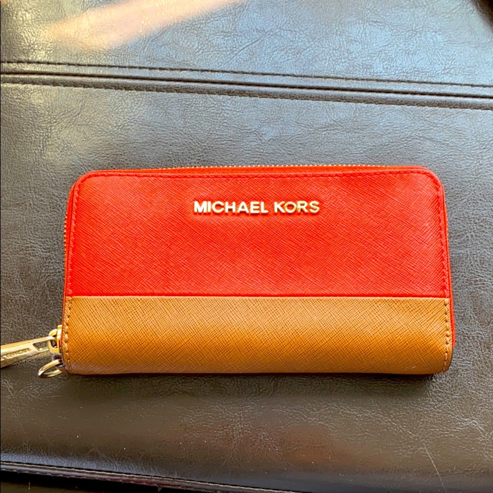 Michael Kors Two Tone Red and Brown Wallet